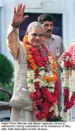 Vajpayee in garlands