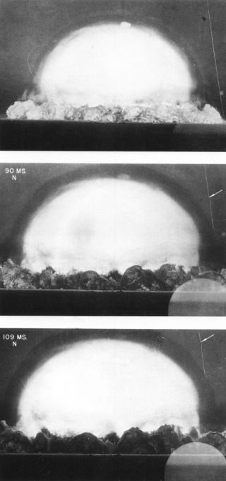 Trinity between about 90 and 109 milliseconds, showingoptical refraction at the shock front